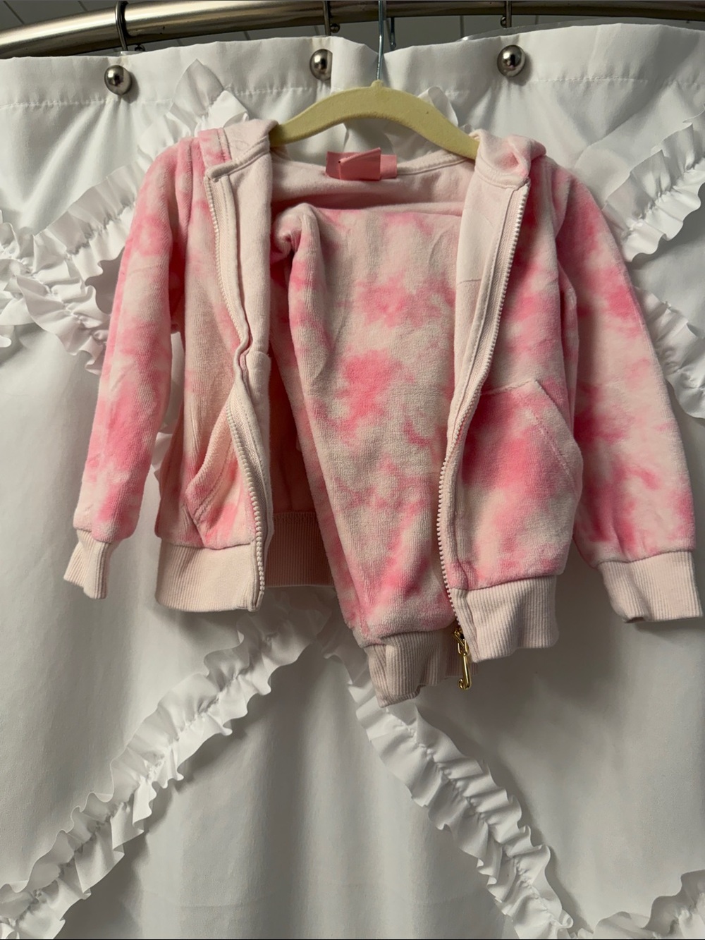 Juicy Couture Girls' Pink Tie-Dye Zip Hoodie